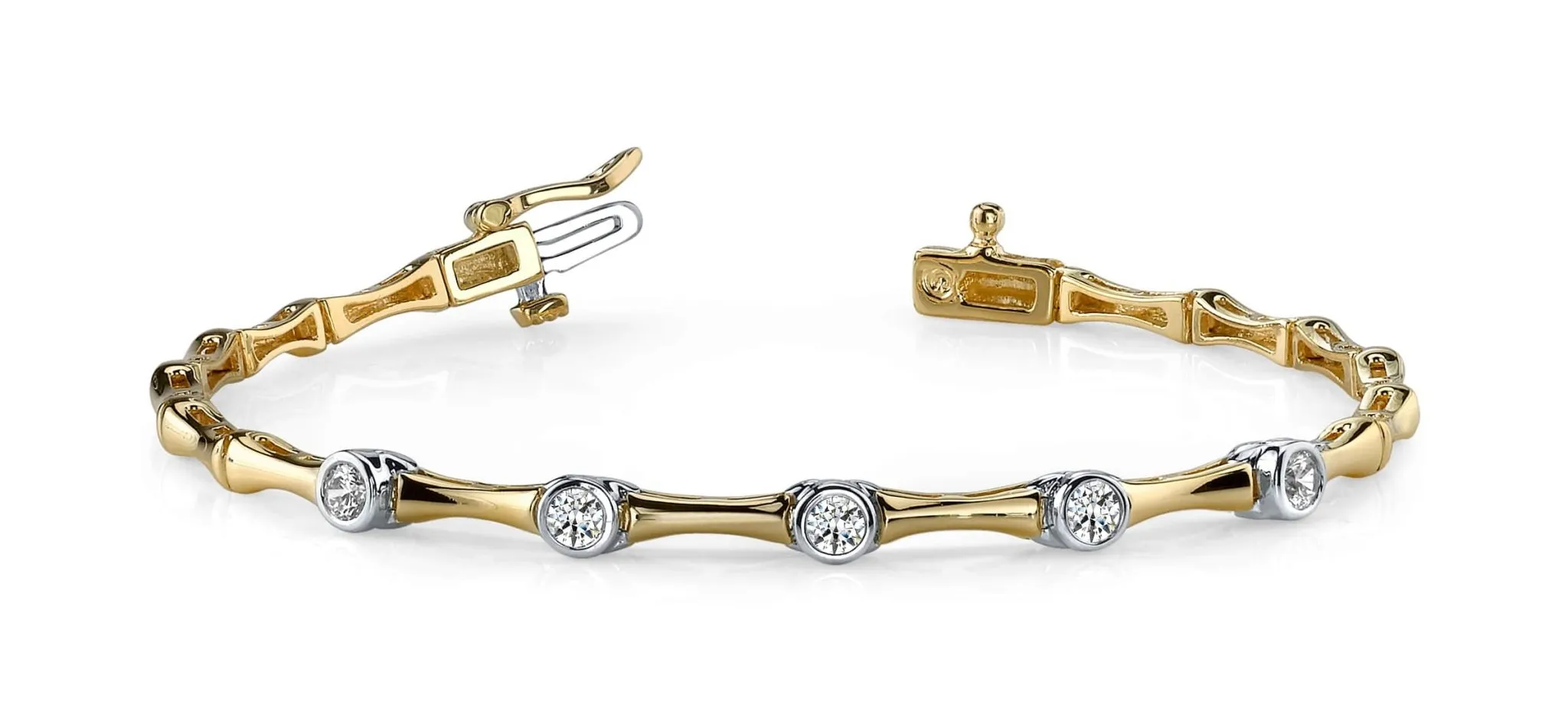 Classic Column Link Five Diamond Bracelet with 0.50 ct.(finished) 3mm