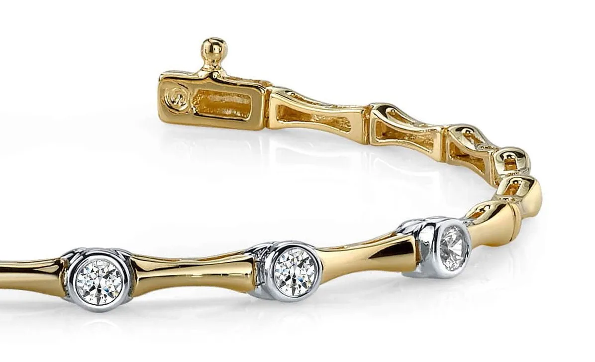 Classic Column Link Five Diamond Bracelet with 0.50 ct.(finished) 3mm