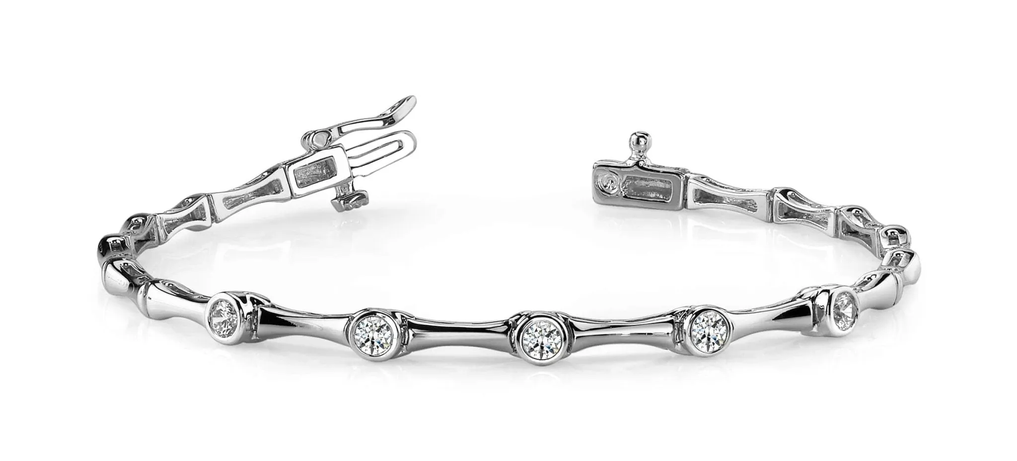 Classic Column Link Five Diamond Bracelet with 0.50 ct.(finished) 3mm