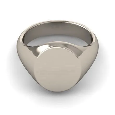 Classic Oval 13mm x 11mm - 18 Carat White Signet Ring