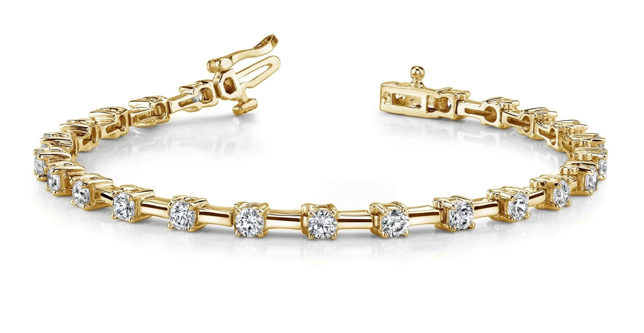 Classic Solid Rectangle Link Lab-Grown Diamond Bracelet with 4.94 ct.(finished) 4.1mm