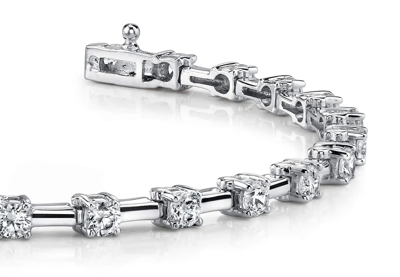 Classic Solid Rectangle Link Lab-Grown Diamond Bracelet with 4.94 ct.(finished) 4.1mm