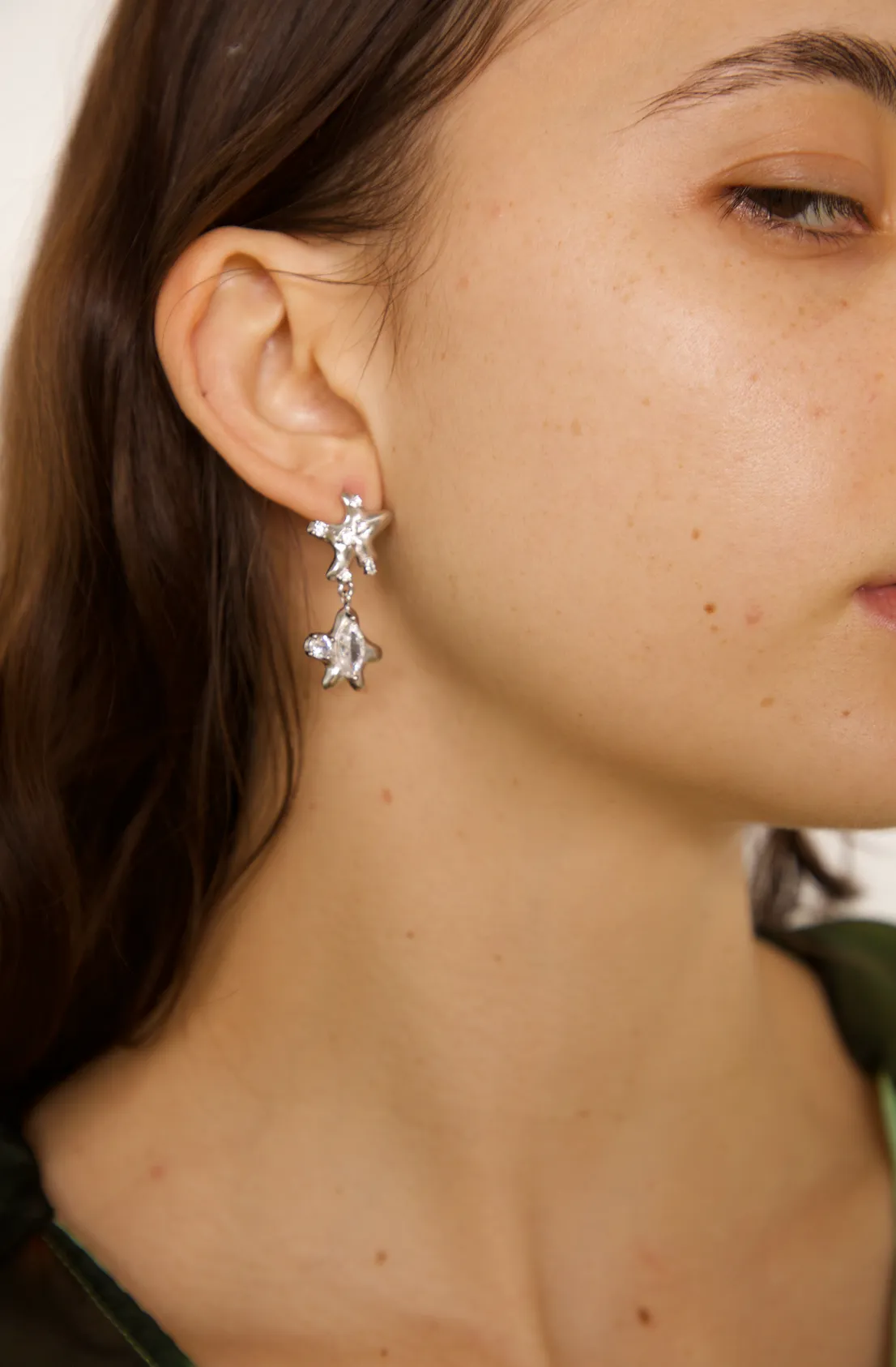 CLEAR STAR DANGLE EARRINGS