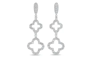 'Cleef' 18K White Gold Chandelier Earrings, 3.40 Carats
