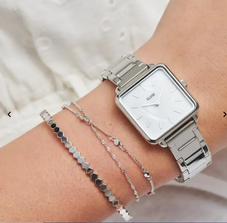 Cluse La Tétragone Three Link Silver/White Pearl