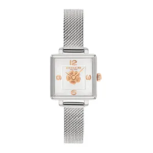 Coach Cass Silver Mesh Bracelet White Dial Quartz Watch for Ladies - 14503697