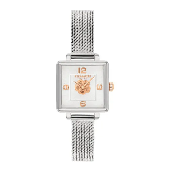 Coach Cass Silver Mesh Bracelet White Dial Quartz Watch for Ladies - 14503697