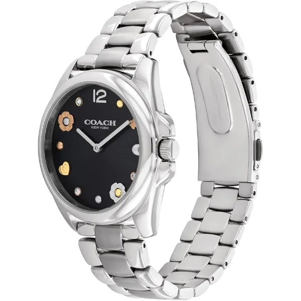 Coach Greyson Silver Stainless Steel Black Dial Quartz Watch for Ladies - 14504024