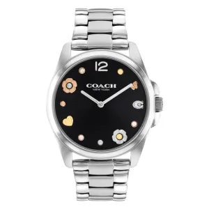 Coach Greyson Silver Stainless Steel Black Dial Quartz Watch for Ladies - 14504024