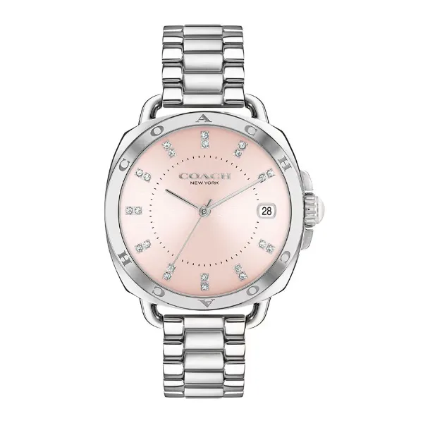 Coach Tatum Silver Stainless Steel Pink Dial Quartz Watch for Ladies - 14504156