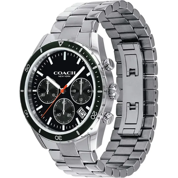 Coach Thompson Silver Stainless Steel Black Dial Chronograph Quartz Watch for Gents - 14602385