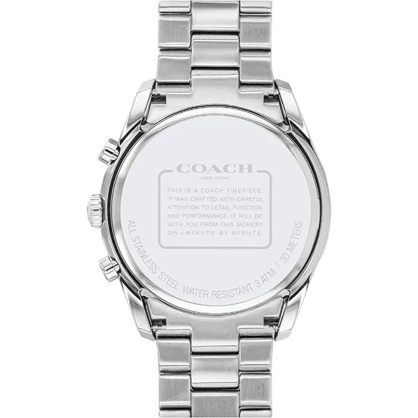 Coach Thompson Silver Stainless Steel Black Dial Chronograph Quartz Watch for Gents - 14602385