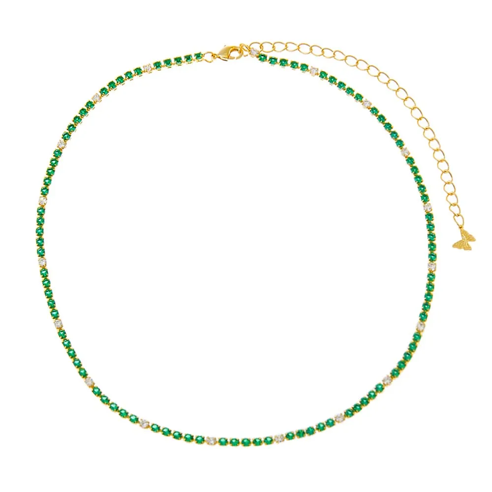 Colored CZ Accented Tennis Choker