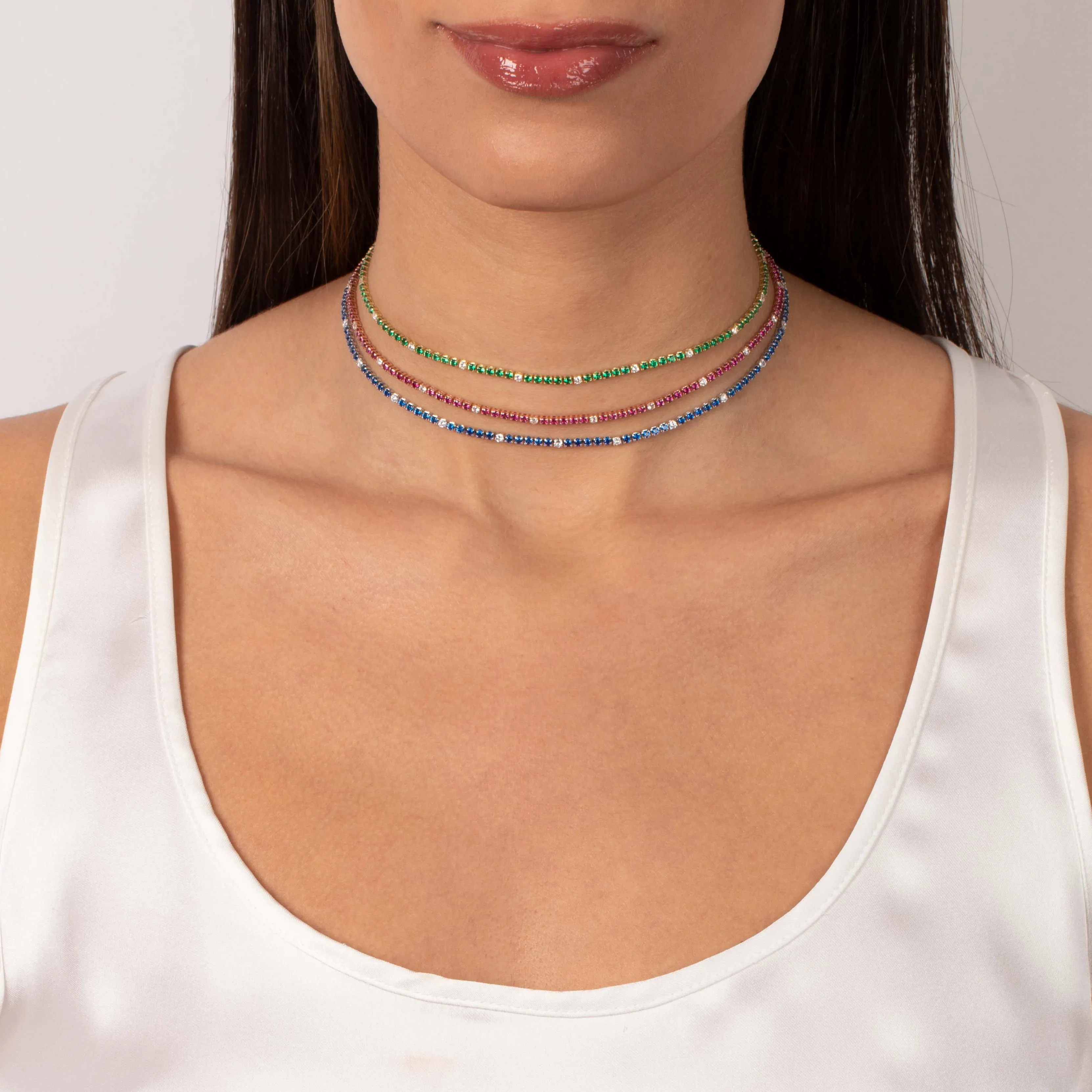 Colored CZ Accented Tennis Choker