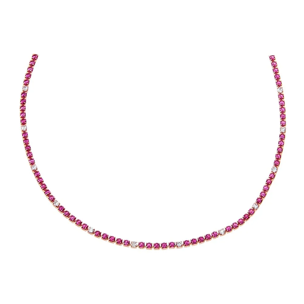 Colored CZ Accented Tennis Choker
