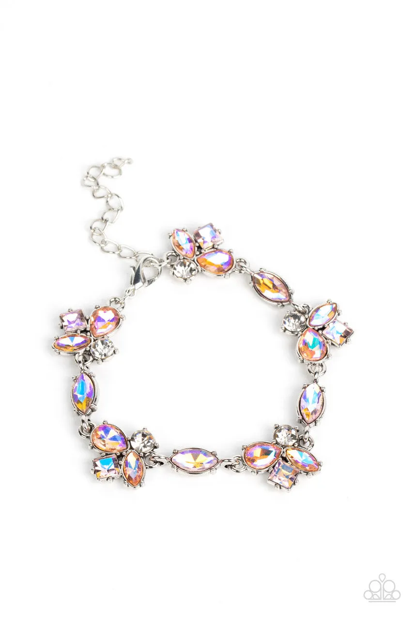 Colorful Captivation - Orange - Iridescent Marquis Rhinestone Paparazzi Lobster Claw Bracelet