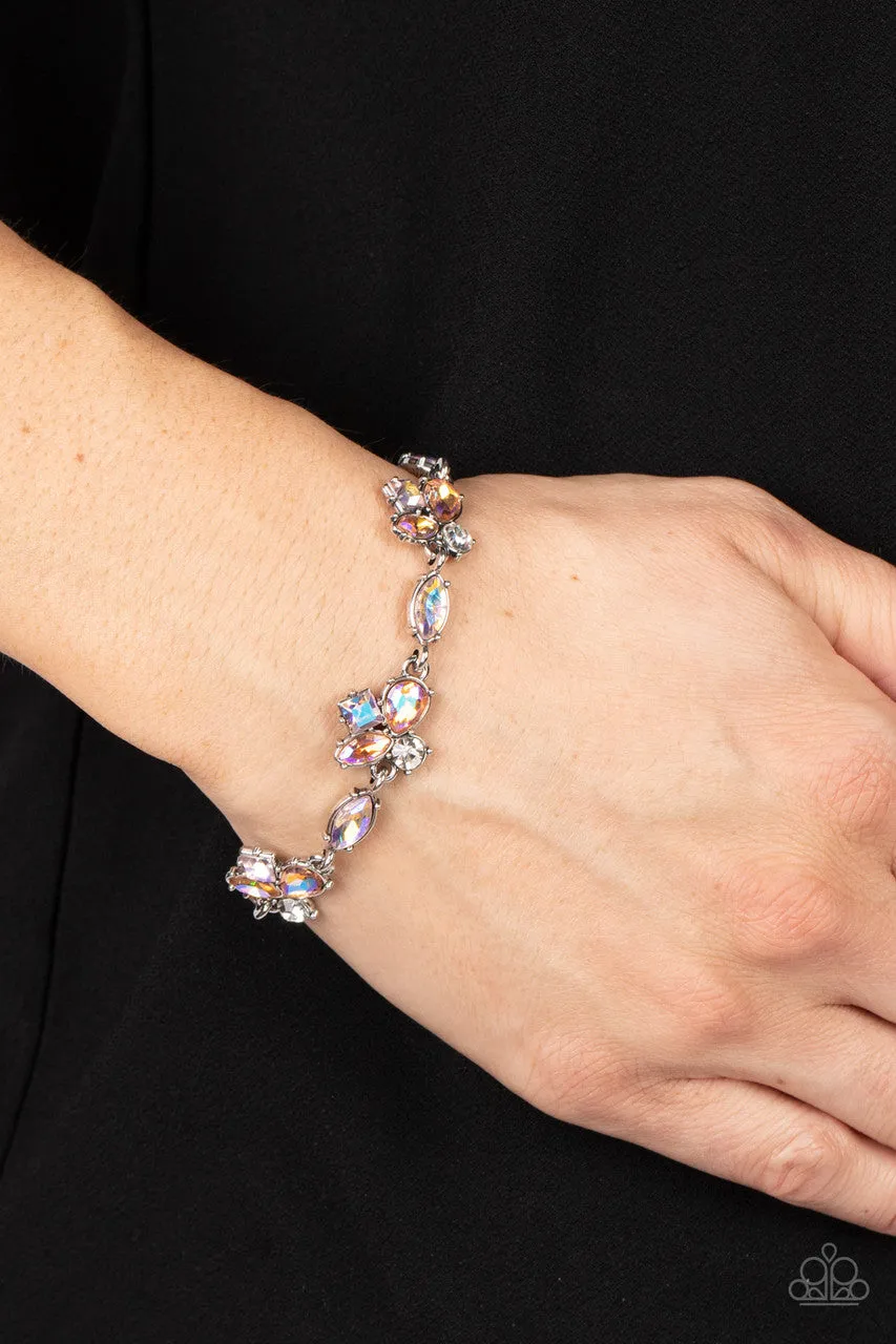 Colorful Captivation - Orange - Iridescent Marquis Rhinestone Paparazzi Lobster Claw Bracelet