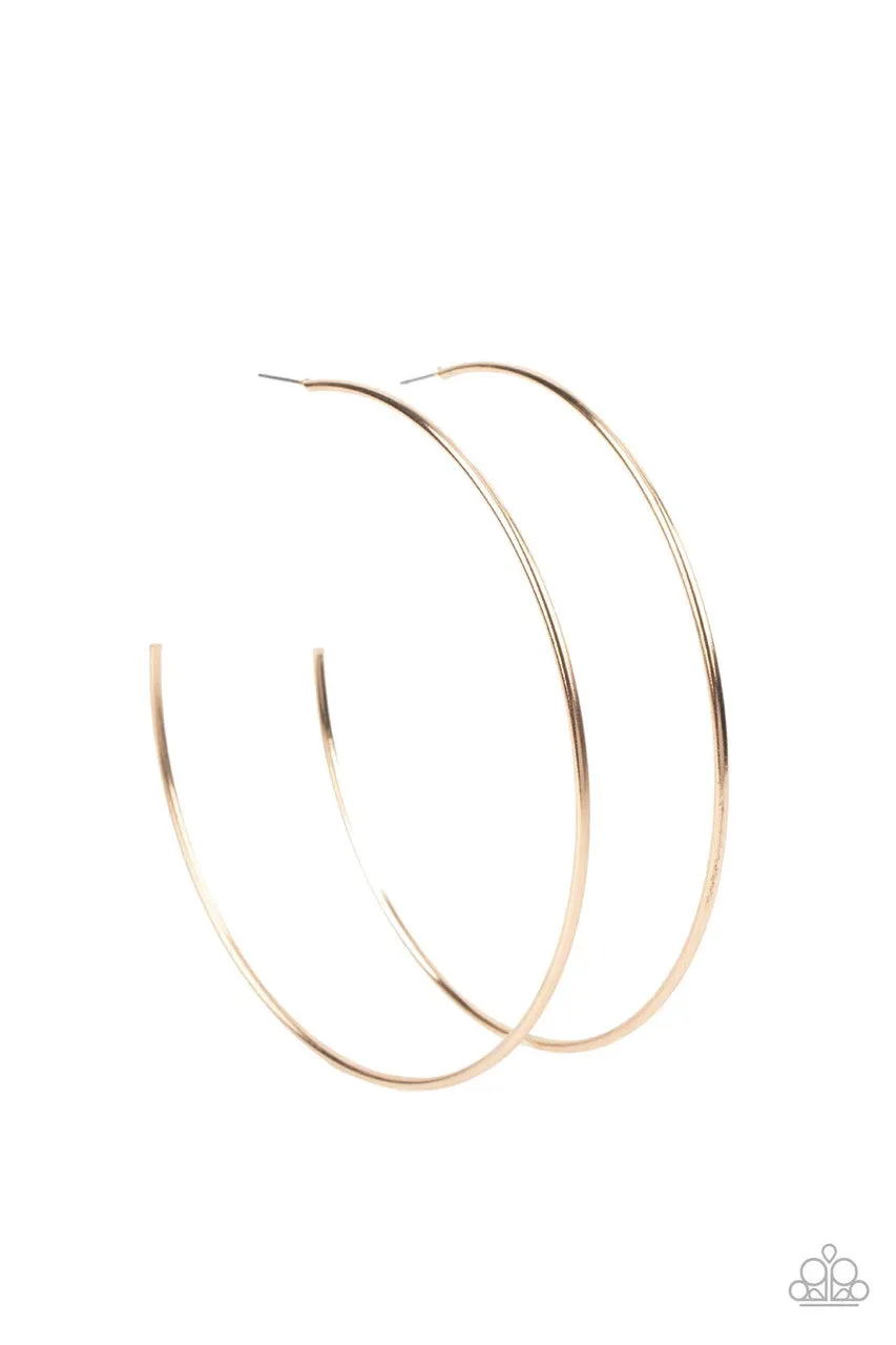 Colossal Couture - Gold - Oversized Paparazzi Hoop Earrings