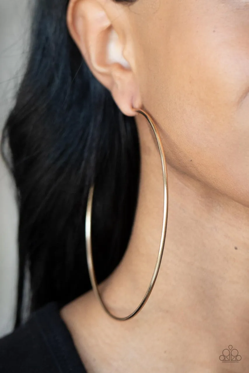 Colossal Couture - Gold - Oversized Paparazzi Hoop Earrings