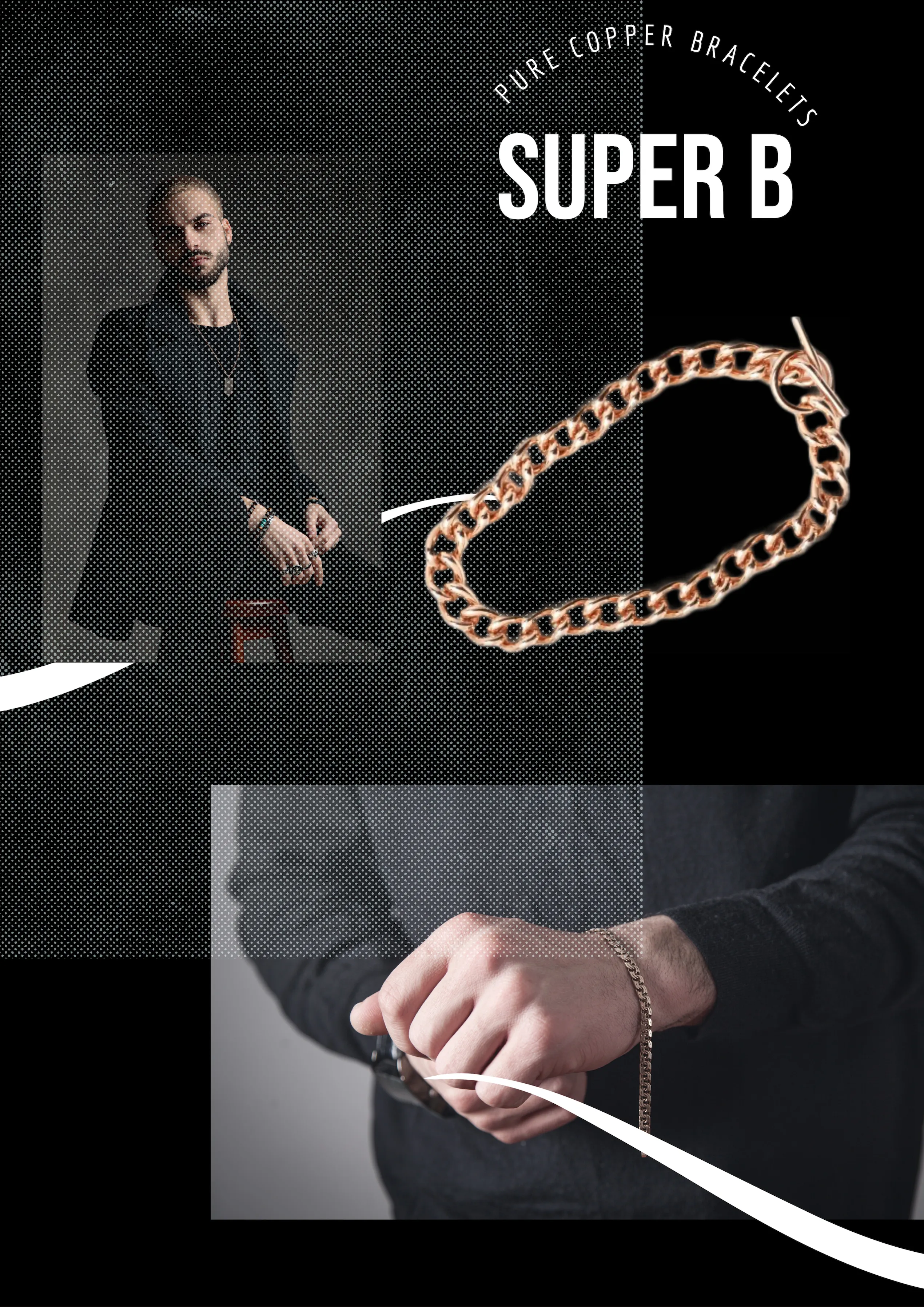 Copper Bracelet Light 7.5" Chain Link 'SUPER B'