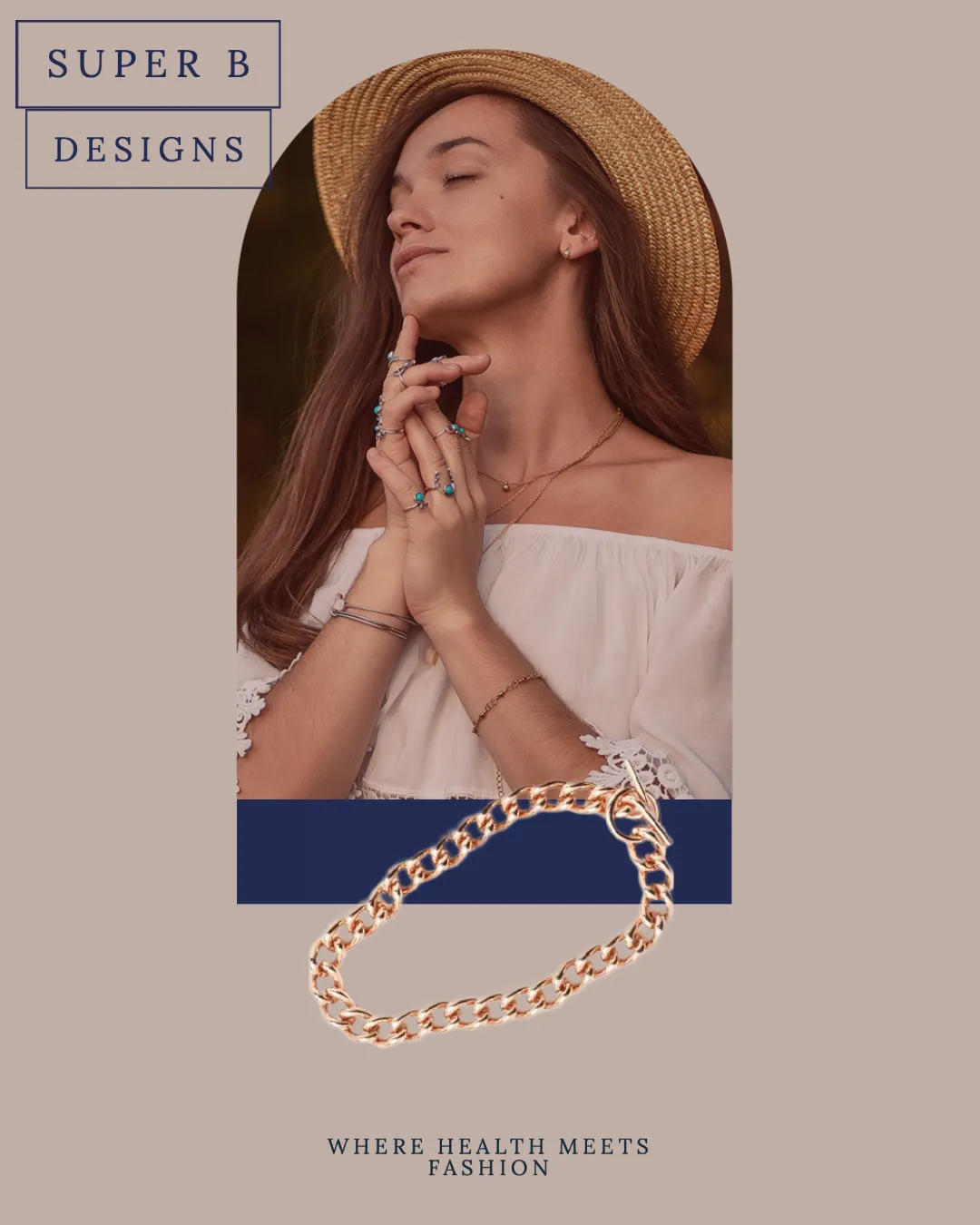 Copper Bracelet Light 7.5" Chain Link 'SUPER B'