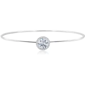 CRISLU Round Solitaire Bangle Finished in Pure Platinum