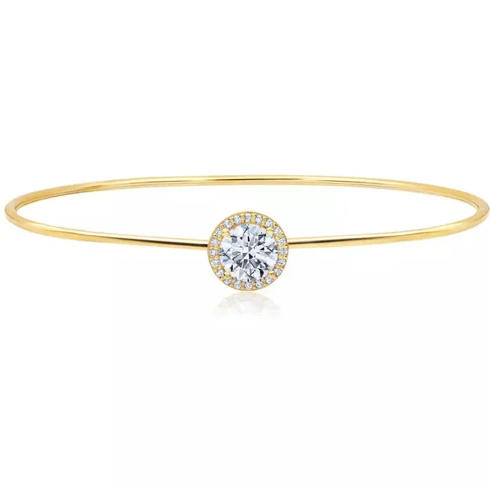 CRISLU Round Solitaire Bangle Finished in Pure Platinum