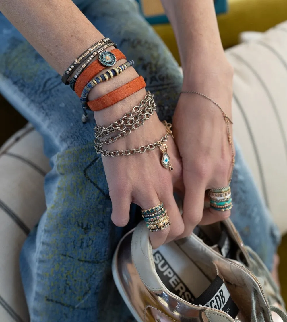 CRIVELLI AND BLUE BAGUETTE ENAMEL STACK RING
