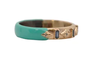 CRIVELLI AND BLUE BAGUETTE ENAMEL STACK RING