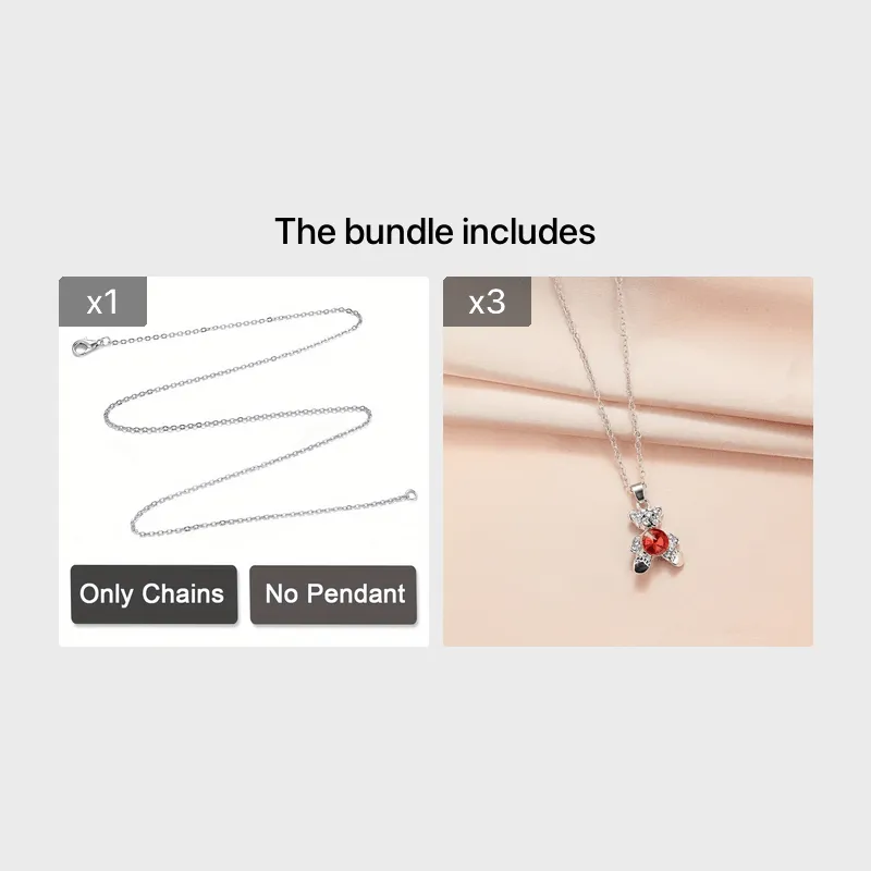 Crystal Bear Necklace For Men And Women Ruby Pendant Anniversary Gift
