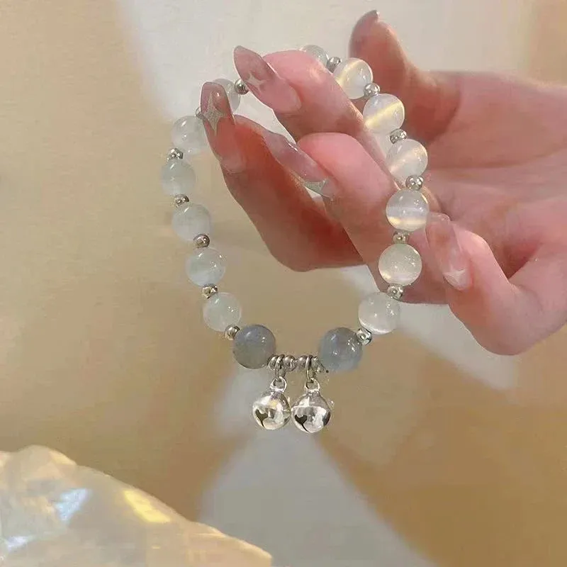 Crystal Star Pentagram Pearl Beaded Bracelet for Women Vintage Aesthetic Charm Double Layer Chain Bracelet Jewelry Gift