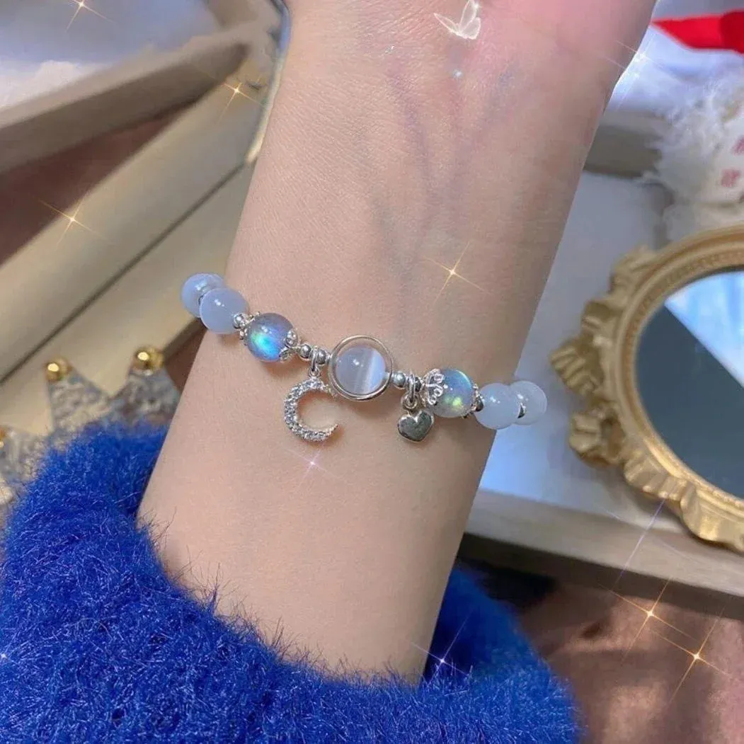 Crystal Star Pentagram Pearl Beaded Bracelet for Women Vintage Aesthetic Charm Double Layer Chain Bracelet Jewelry Gift
