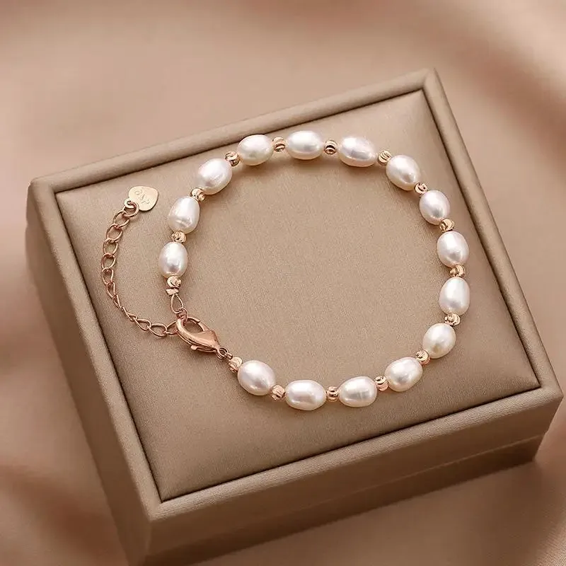 Crystal Star Pentagram Pearl Beaded Bracelet for Women Vintage Aesthetic Charm Double Layer Chain Bracelet Jewelry Gift