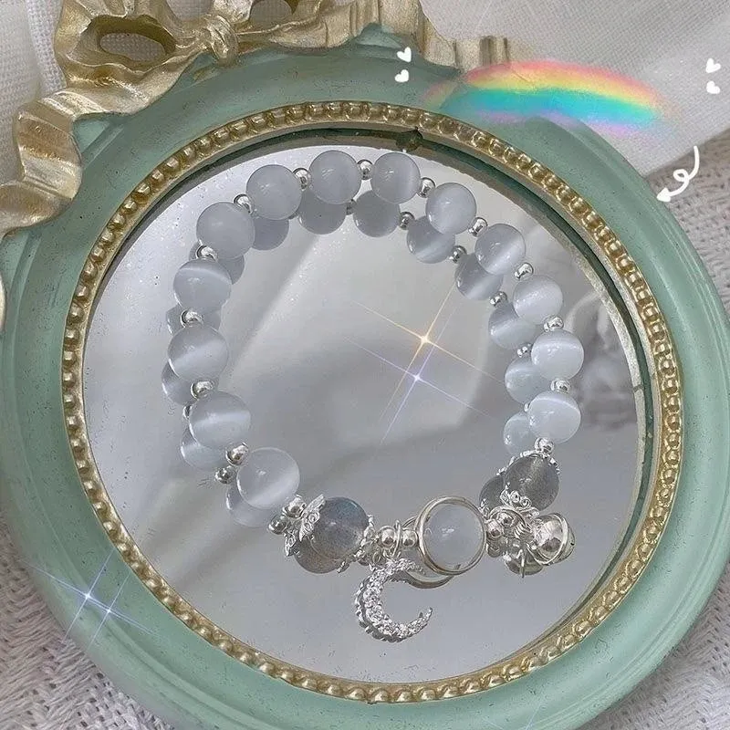 Crystal Star Pentagram Pearl Beaded Bracelet for Women Vintage Aesthetic Charm Double Layer Chain Bracelet Jewelry Gift