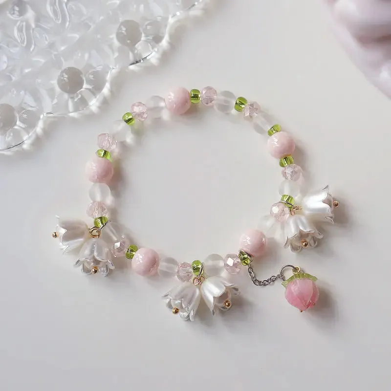 Crystal Star Pentagram Pearl Beaded Bracelet for Women Vintage Aesthetic Charm Double Layer Chain Bracelet Jewelry Gift