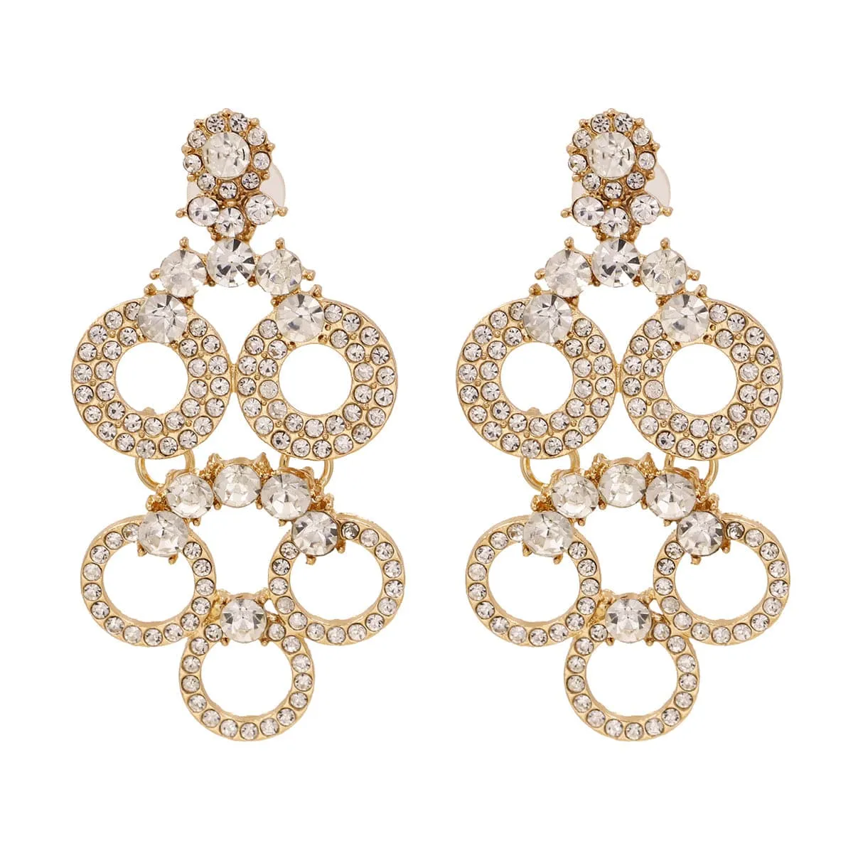 Cubic Zirconia & 18K Gold-Plated Circle Chandelier Drop Earring