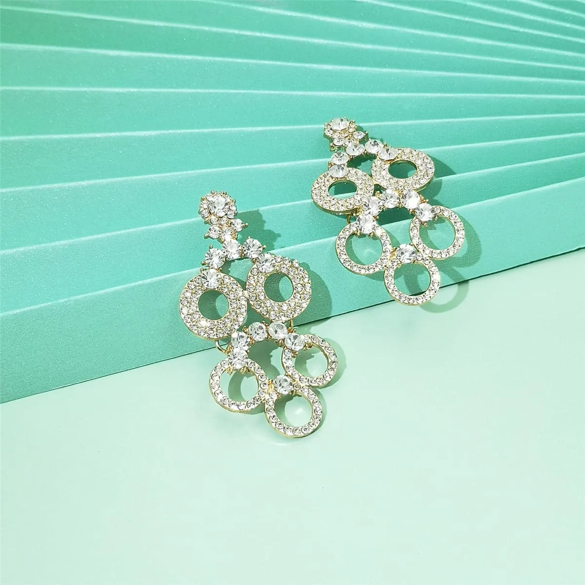 Cubic Zirconia & 18K Gold-Plated Circle Chandelier Drop Earring