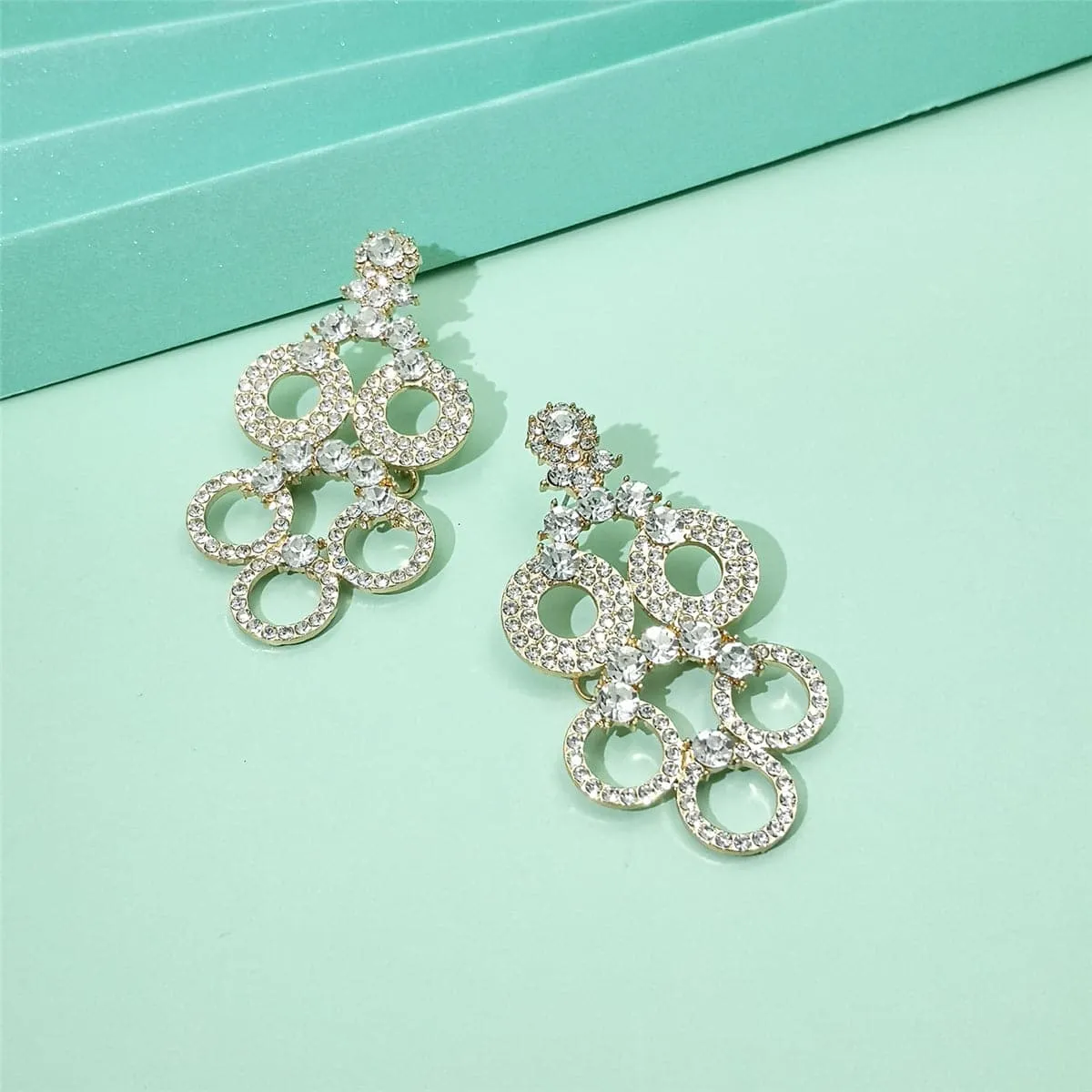 Cubic Zirconia & 18K Gold-Plated Circle Chandelier Drop Earring