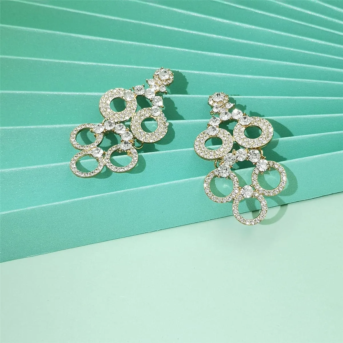 Cubic Zirconia & 18K Gold-Plated Circle Chandelier Drop Earring