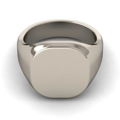 Cushion 16mm x 16mm - 9 Carat White Gold Signet Ring