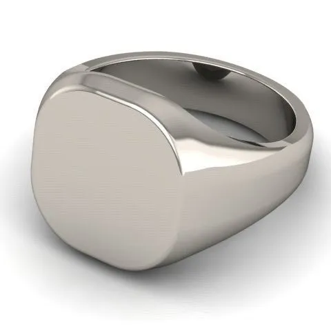 Cushion 16mm x 16mm - 9 Carat White Gold Signet Ring