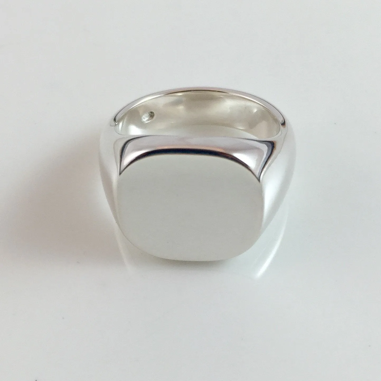 Cushion 16mm x 16mm - 9 Carat White Gold Signet Ring