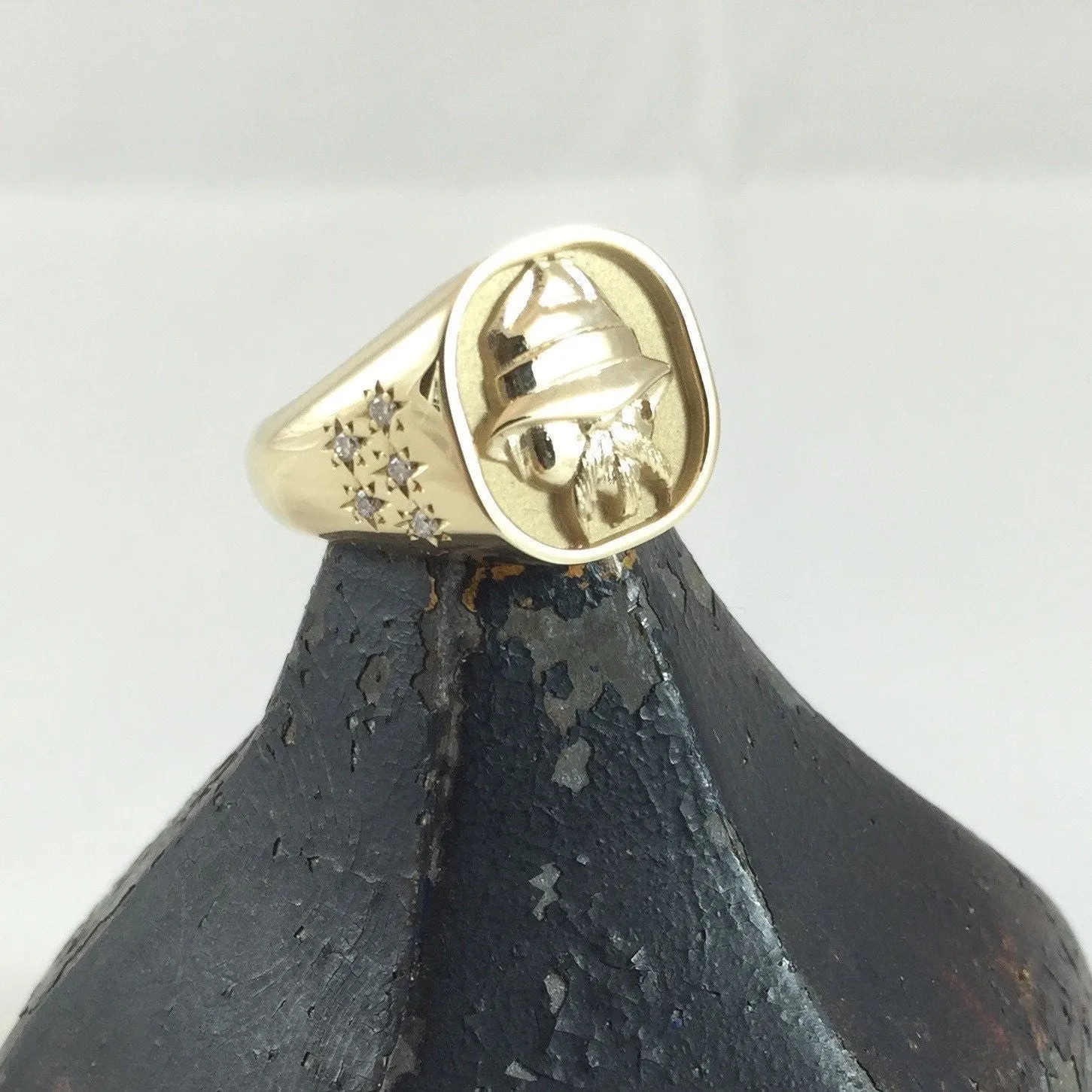 Cushion Shape CAD Designed 16mm x 16mm  -  9 Carat Yellow Gold Signet Ring