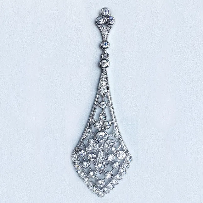 CZ Chandelier Kite Earrings, Silvertone