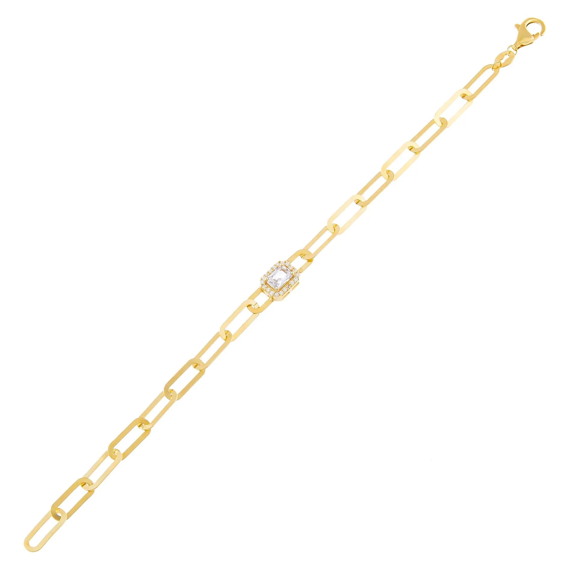CZ Emerald Oval Link Bracelet