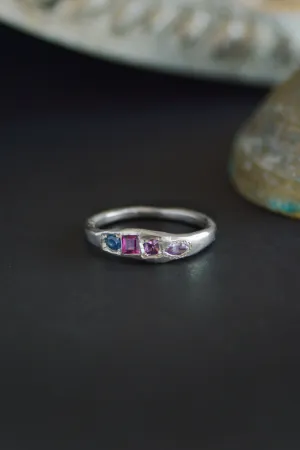 Dancer Tourmaline & Sapphire Silver Ring 1082-3