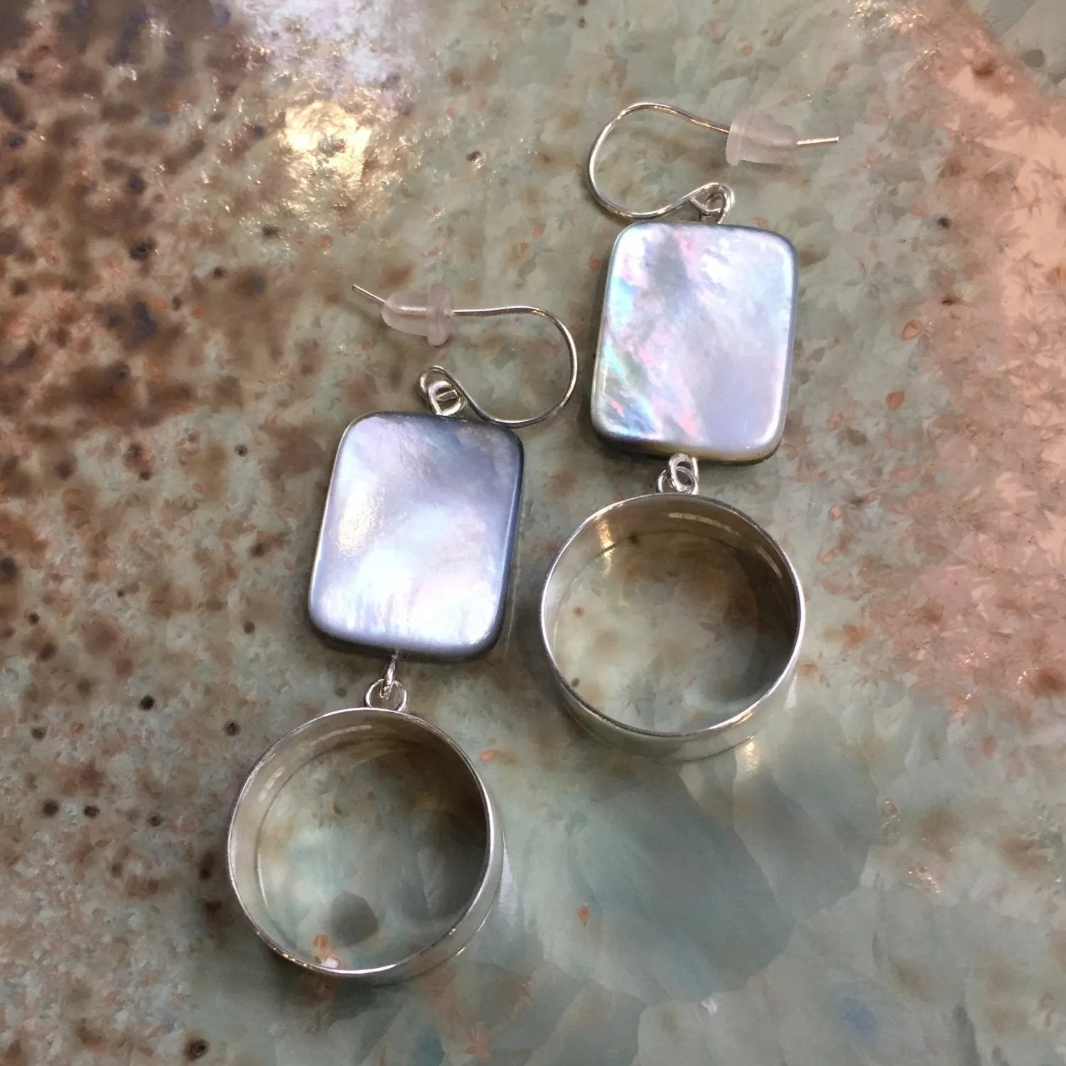 Dangle Rectangle Shell Earrings - Magical moment.