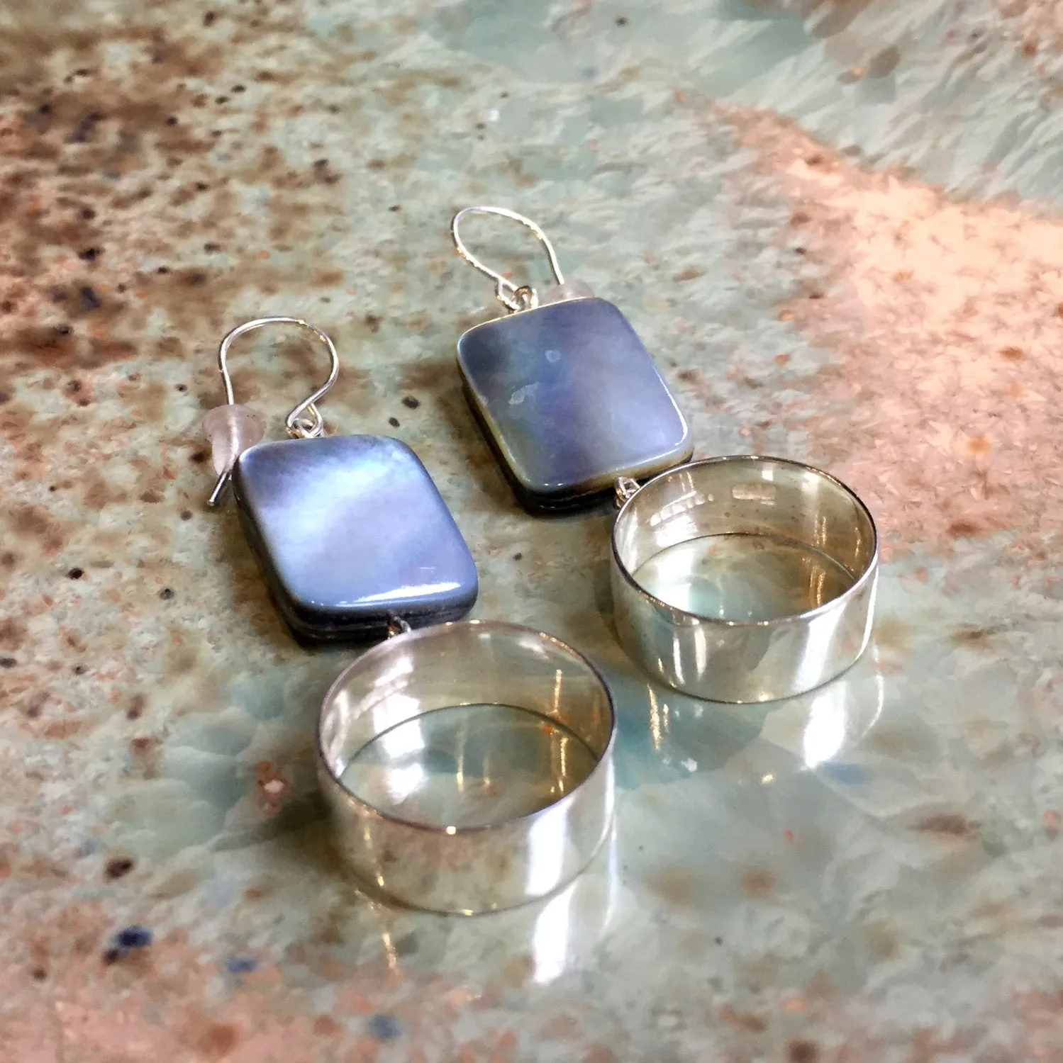 Dangle Rectangle Shell Earrings - Magical moment.