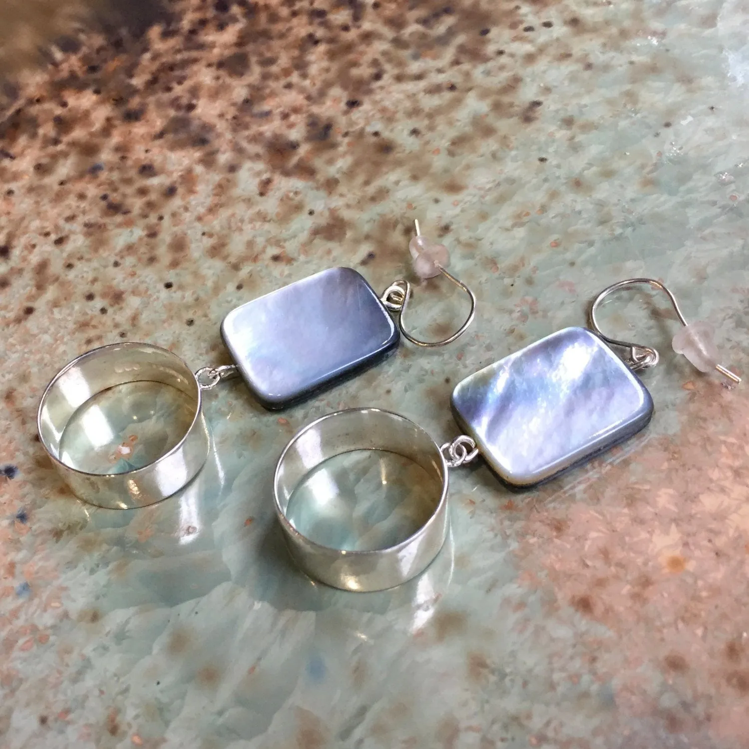 Dangle Rectangle Shell Earrings - Magical moment.