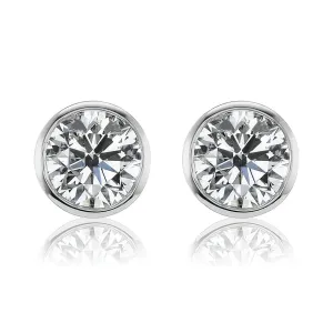 David Weisz Premier White Gold Bezel Martini Diamond Stud Earrings